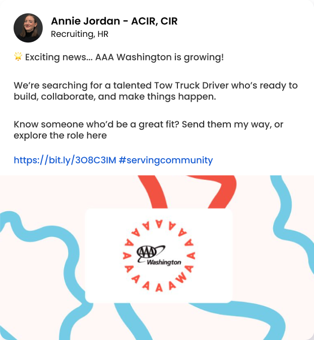 Annie Jordan Recruiter at AAA Washington Post