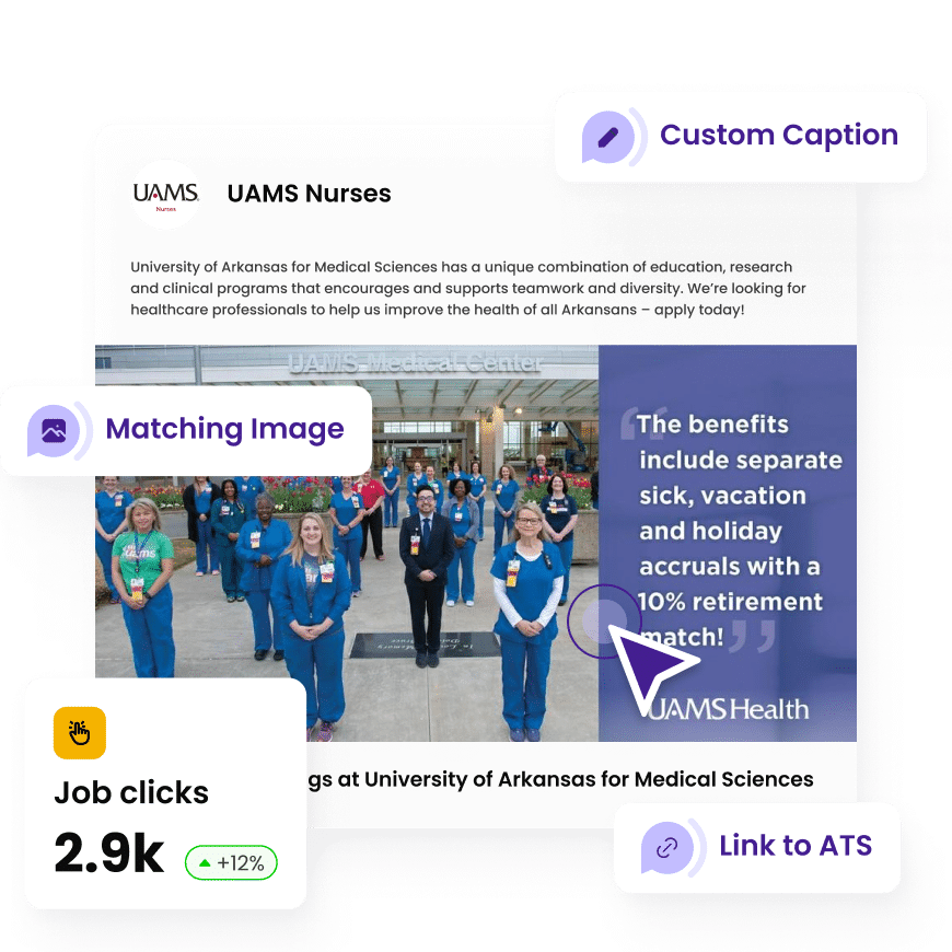 Example of a CareerArc automated post with UAMS Nurses.