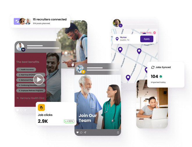 Hero image for healthcare companies, showing careerarc solution to recruit healthcare professionals, decorative.