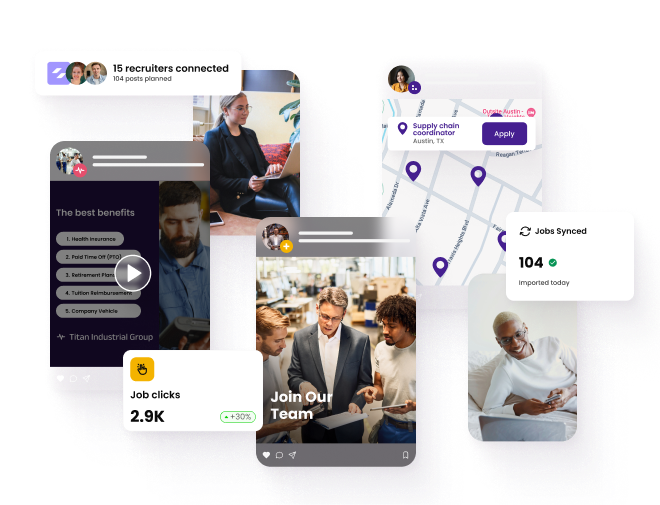 Decorative hero image that showcases manufacturing social posts powered by CareerArc.