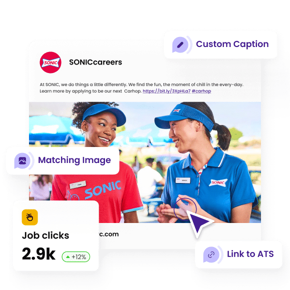 The account SONIC careers using CareerArc to post job openings.